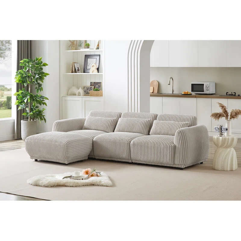 Elsa 3 Seater Corduroy Sectional Sofa