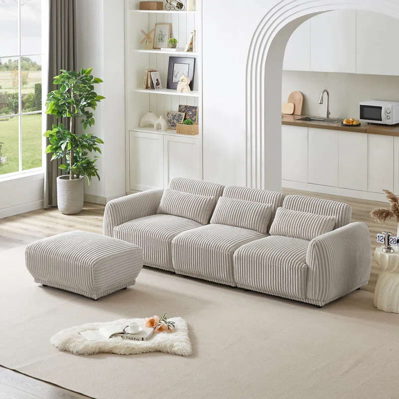 Elsa 3 Seater Corduroy Sectional Sofa