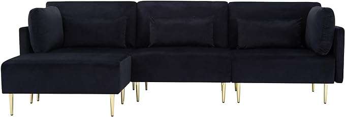 Erica Velvet L-Shaped Modern Sofa