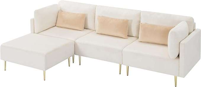 Erica Velvet L-Shaped Modern Sofa