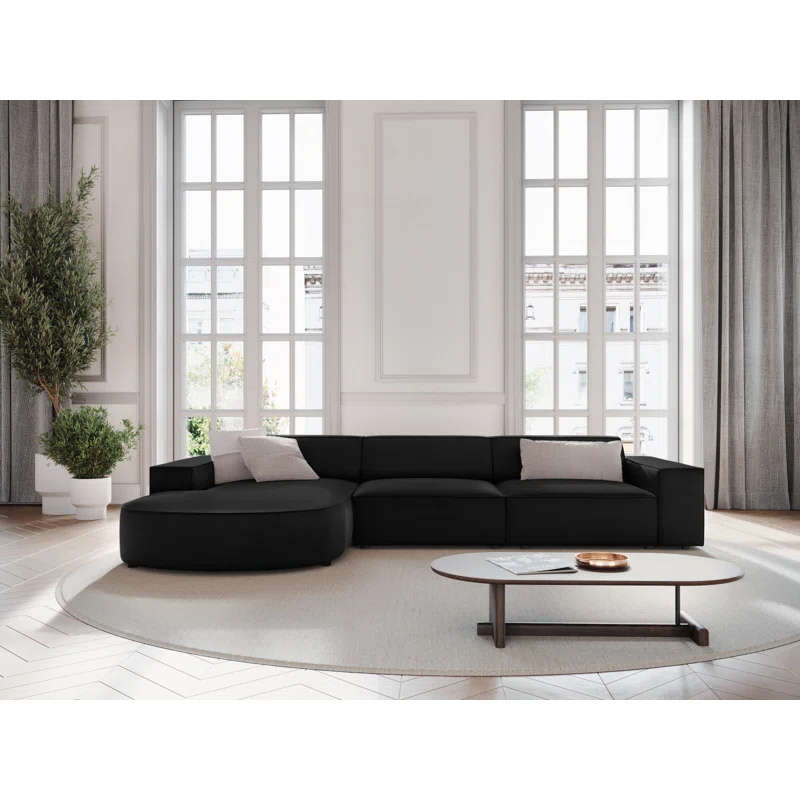 Marcel Velvet 3 Seater Right Sectional Sofa 