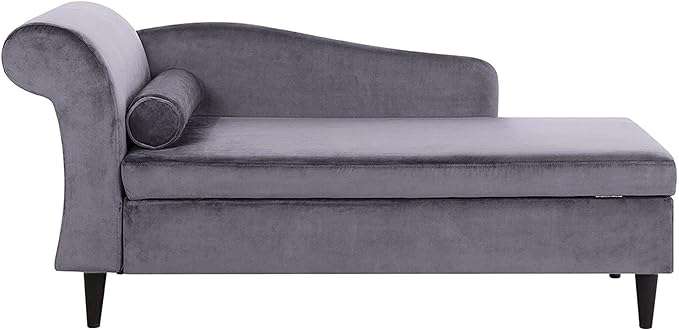 Larah Velvet Chaise Lounge with Storage
