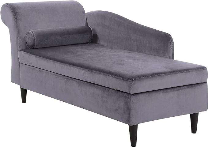Larah Velvet Chaise Lounge with Storage