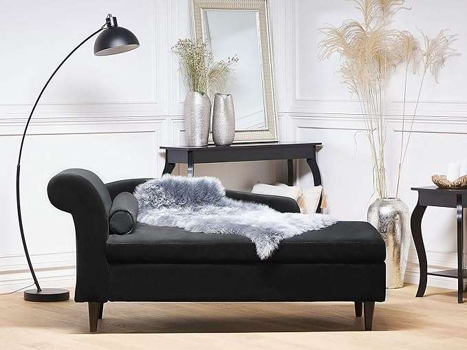 Larah Velvet Chaise Lounge with Storage