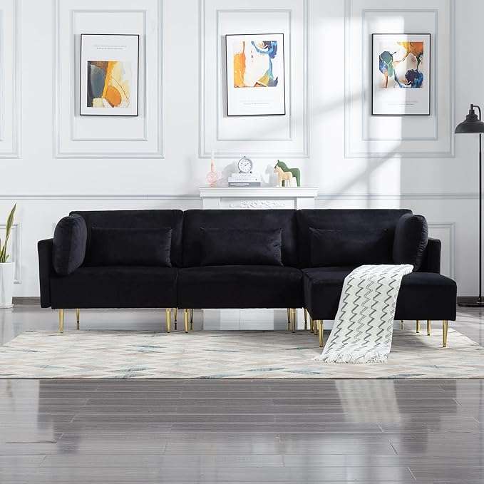 Erica Velvet L-Shaped Modern Sofa