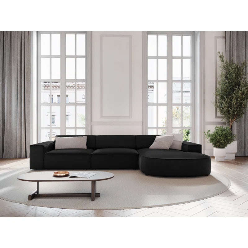 Marcel Velvet 3 Seater Left Sectional Sofa 