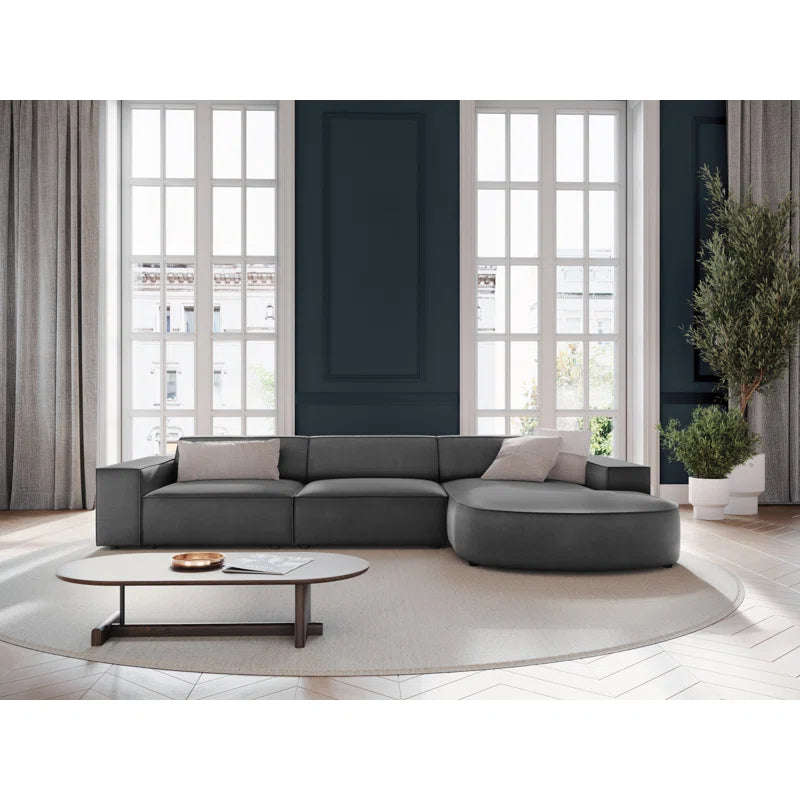 Marcel Velvet 3 Seater Left Sectional Sofa 
