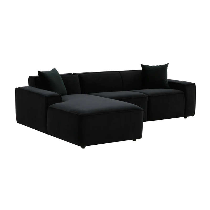 Lola Black Velvet Right hand Sectional - Corner Couch