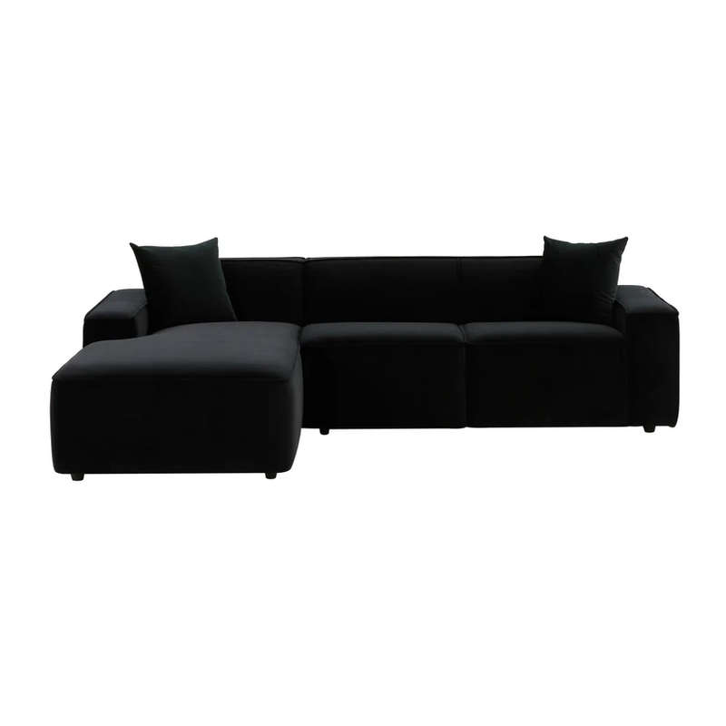 Lola Black Velvet Right hand Sectional - Corner Couch