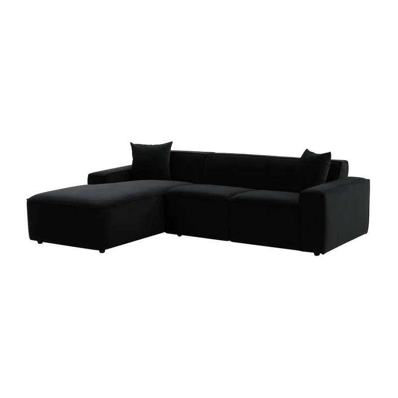 Lola Black Velvet Right hand Sectional - Corner Couch