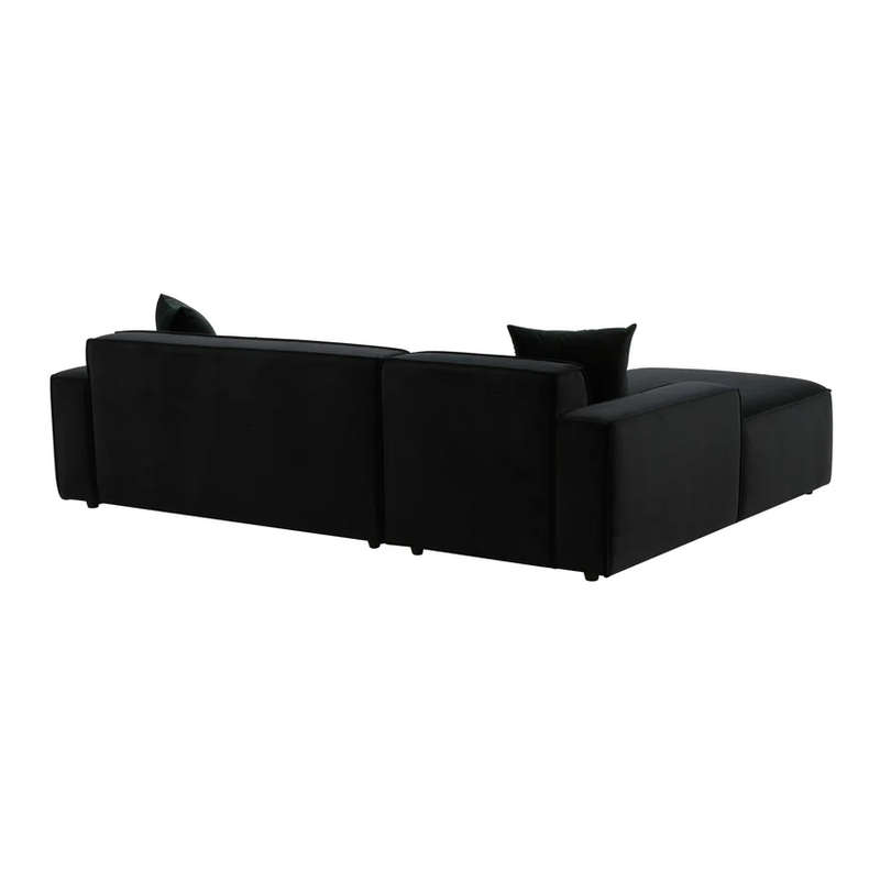 Lola Black Velvet Right hand Sectional - Corner Couch