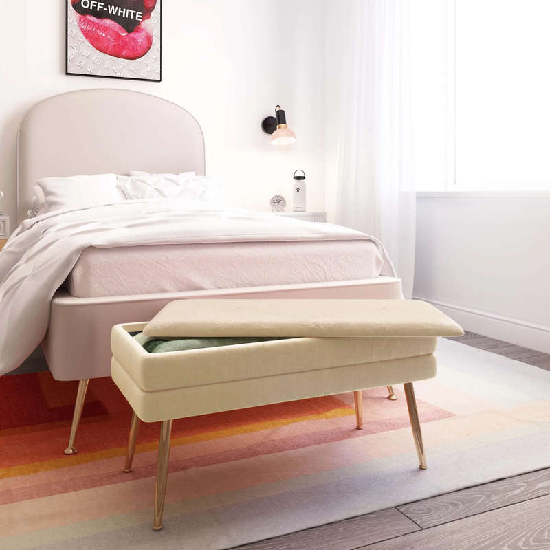 Vira Rectangular Storage Ottoman Bench