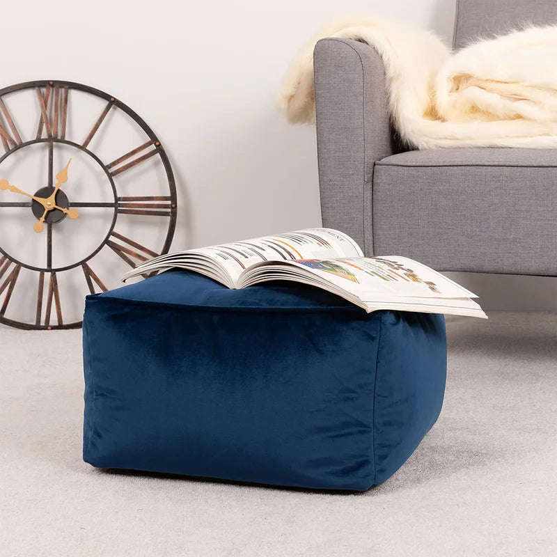 Jane Velvet Square Pouffe Ottoman