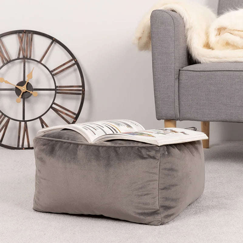 Jane Velvet Square Pouffe Ottoman