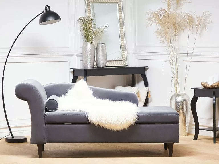 Larah Velvet Chaise Lounge with Storage