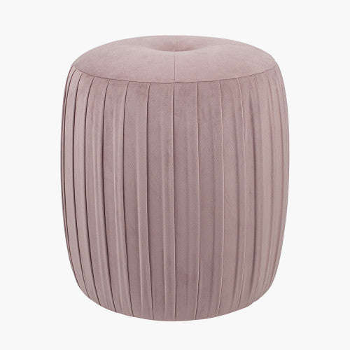 Robella Velvet Buttoned Cylinder Ottoman