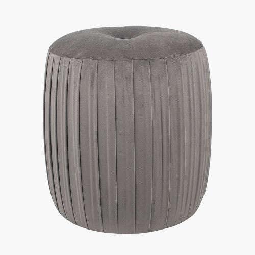 Robella Velvet Buttoned Cylinder Ottoman