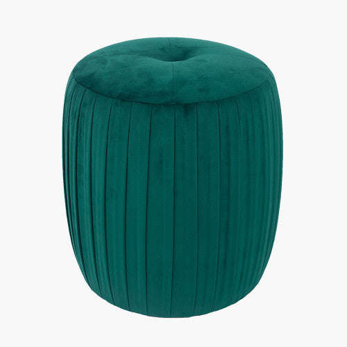 Robella Velvet Buttoned Cylinder Ottoman