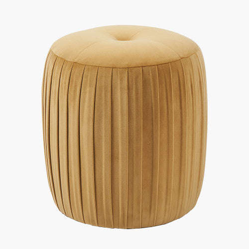 Robella Velvet Buttoned Cylinder Ottoman