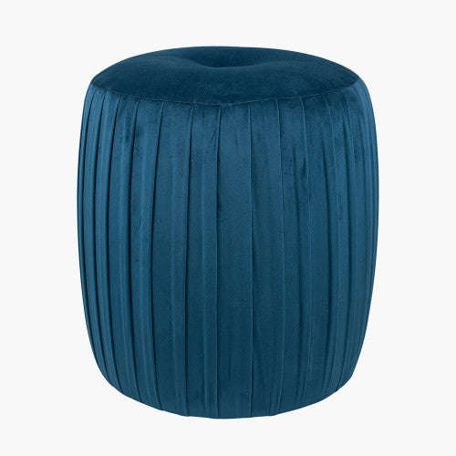 Robella Velvet Buttoned Cylinder Ottoman
