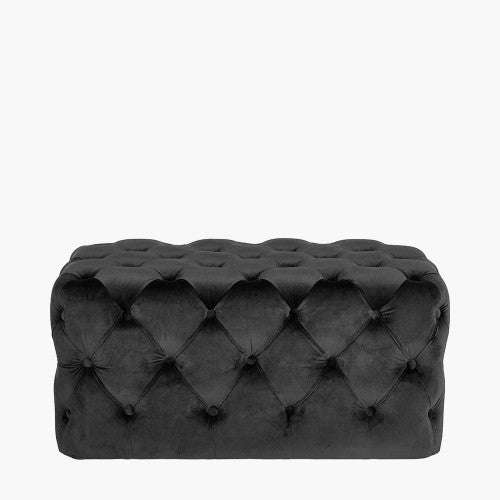 Sophie Velvet Buttoned Rectangular Ottoman