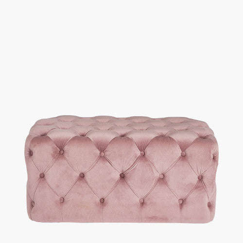 Sophie Velvet Buttoned Rectangular Ottoman