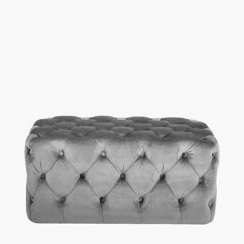 Sophie Velvet Buttoned Rectangular Ottoman