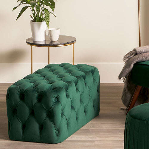 Sophie Velvet Buttoned Rectangular Ottoman