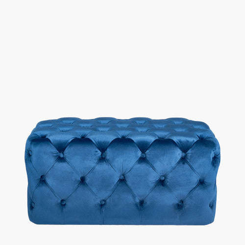Sophie Velvet Buttoned Rectangular Ottoman