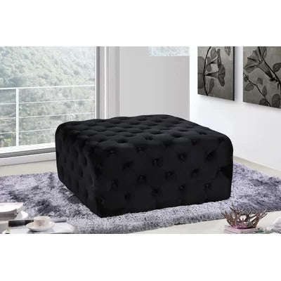 Abby Velvet Buttoned Square Ottoman