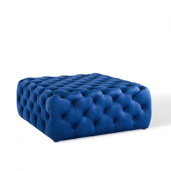 Abby Velvet Buttoned Square Ottoman