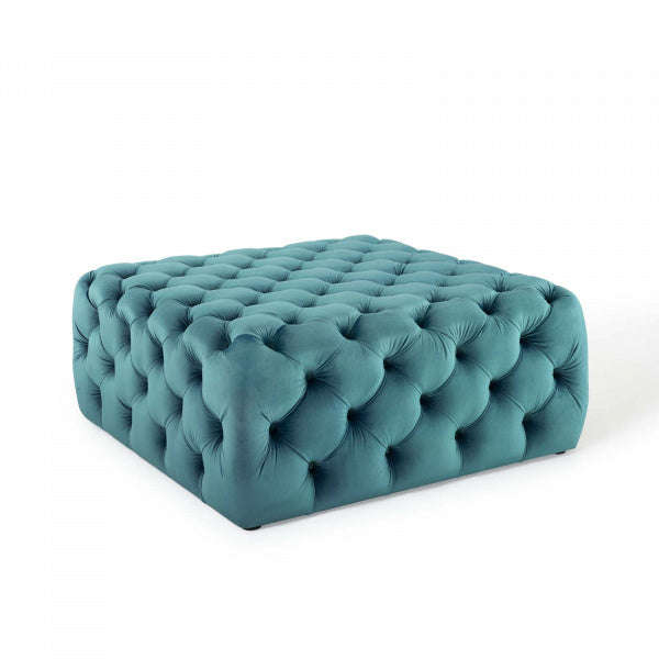 Abby Velvet Buttoned Square Ottoman