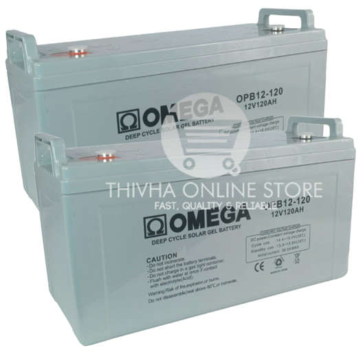 2 x 12V 120AH Gel Solar Deep Cycle Battery -  OMEGA (2PCS- 24V)