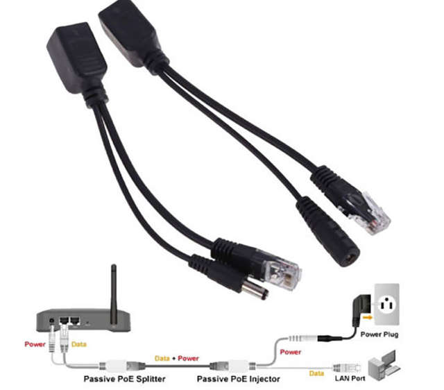 Rappid RJ45 Power Over Ethernet POE Adapter Injector & Splitter Cable