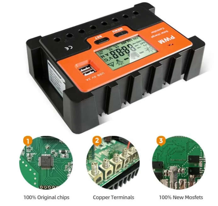 20A PWM 12/24V (Auto) Solar Charge Controller - AOITS (Double Solar Panel Input)
