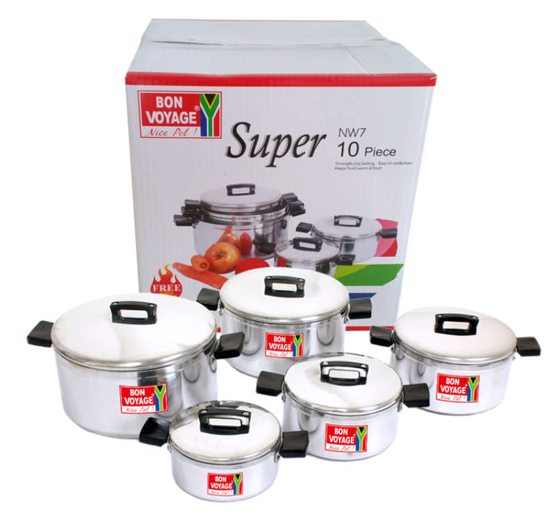 Bon Voyage - 10 Piece Pots Set Cookware Aluminium Stew Pan