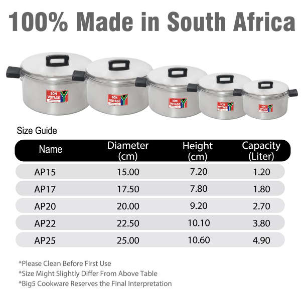 Bon Voyage - 10 Piece Pots Set Cookware Aluminium Stew Pan