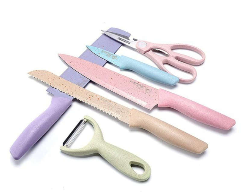 Pastel 6 Piece Corrugated Kitchen Knife Set