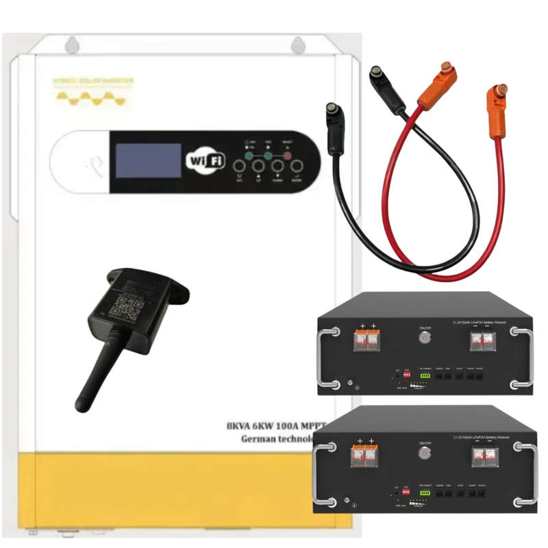 8KVA / 6000W FIVESTAR Hybrid Inverter + 2x 5.09kWh SVOLT Lithium Batteries + WiFi Dongle + Parall...