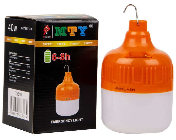 40W Rechargeable Load Shedding Portable Emergency Light Bulb