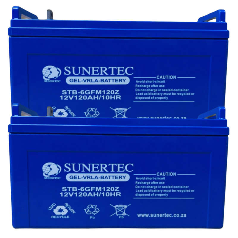 2 x 12V 120AH Deep Cycle Gel Battery - Sunertec (2PCS - 24V)