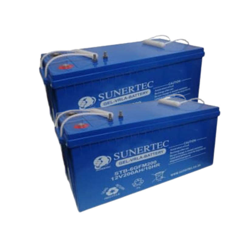 2 x 12V 200AH Deep Cycle Gel Battery - Sunertec (2PCS-24V)