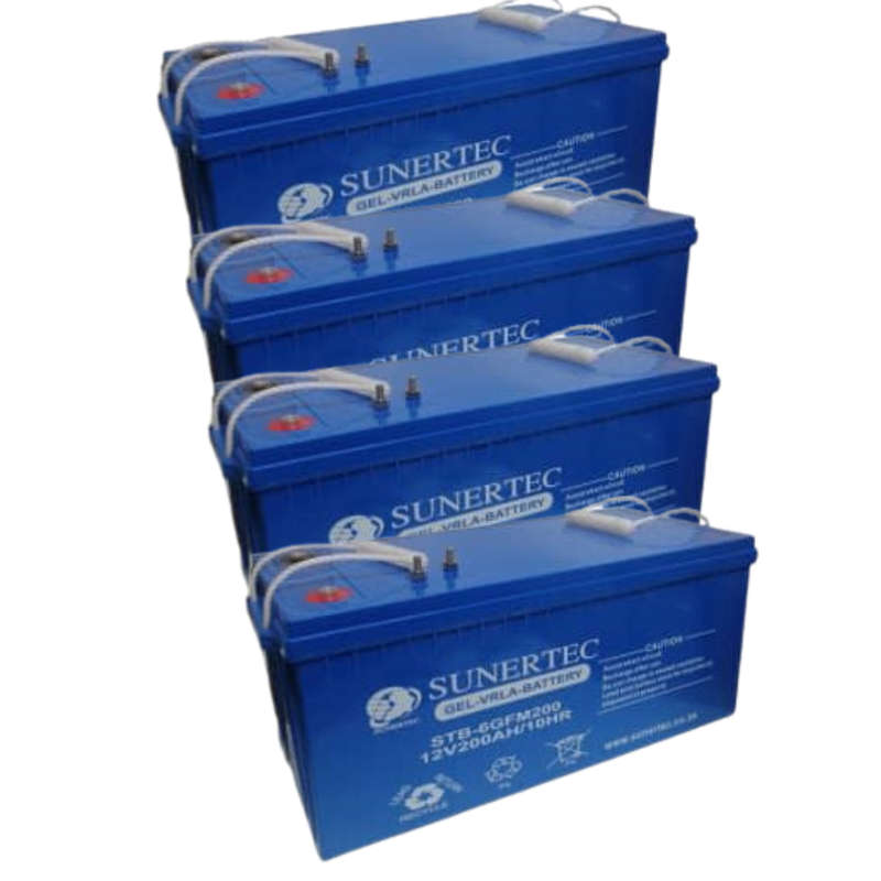 4 x 12V 200AH Deep Cycle Gel Battery - Sunertec (4PCS-48V)