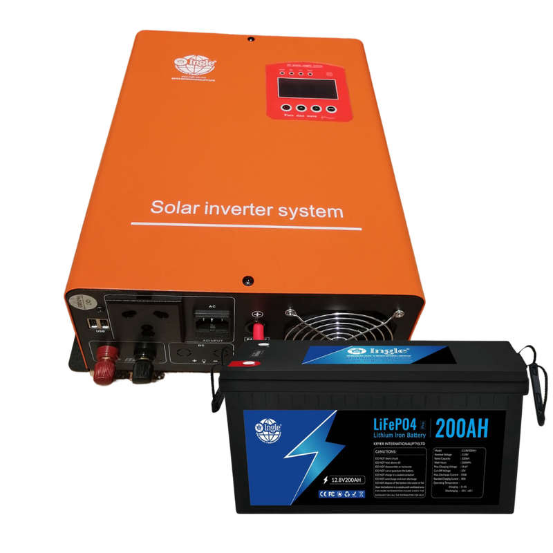 12V 1.5KVA 1500Watts Hybrid Solar Inverter and 12.8V 200AH 2.56Kwh Lithium Battery- Ingle