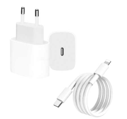 iPhone Fast Charger Kit - 20W PD Adapter and 1m USB-C to Lightning Cable