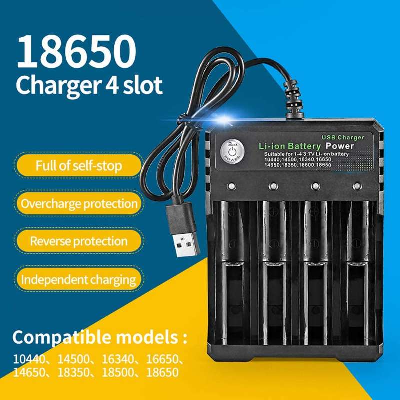 USB Li-ion Battery Smart Charger 4 Slots