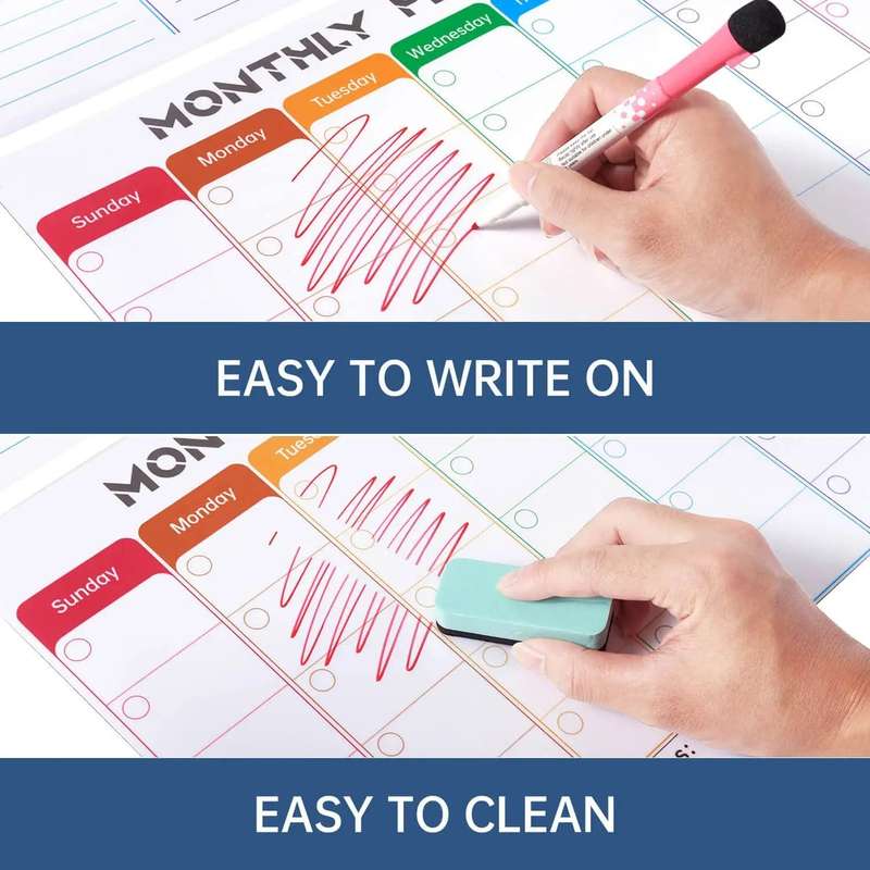 Magnetic, Reusable Monthly, Weekly Organizer With a Daily To-Do List.