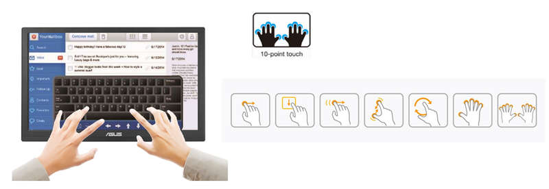ASUS VT168HR Touch Monitor - 15.6 Inch (1366x768), 10-point Touchscreen