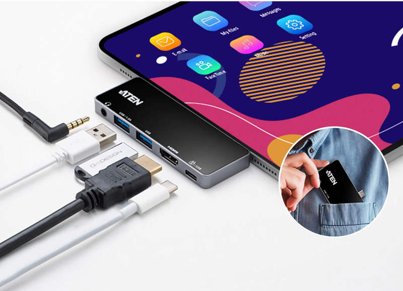 ATEN USB-C Travel Dock with Power Pass-Through