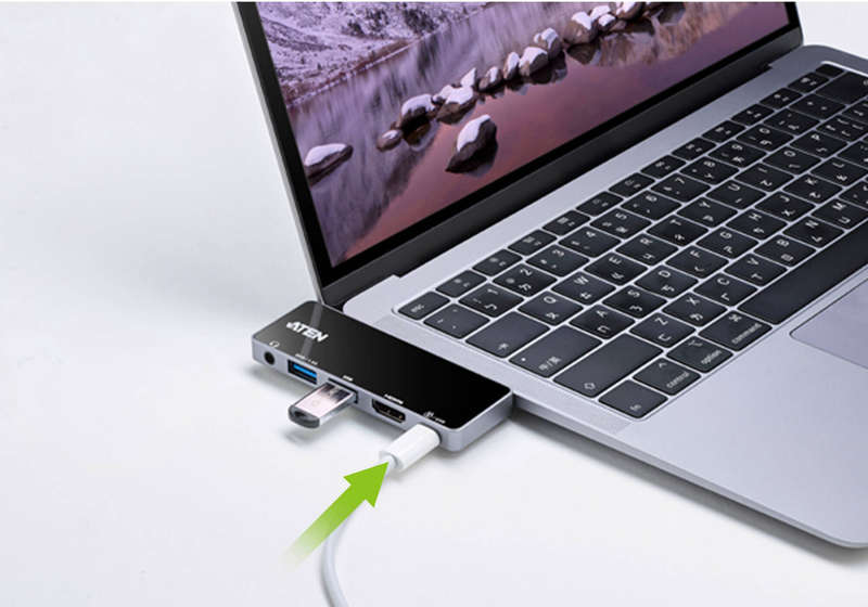 ATEN USB-C Travel Dock with Power Pass-Through